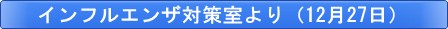 インフルエンザ対策室より（2010年12月27日）